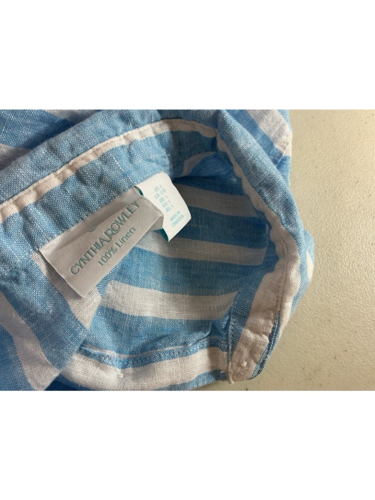 Cynthia Rowley Stripe Crop Linen Shirt Womens Large — image 4 of 7